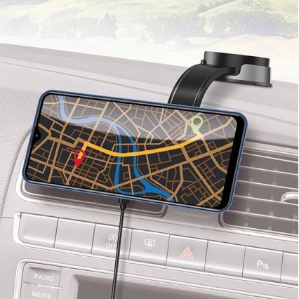 Aligator AMS07BK - Automobilski držač za telefon sa savitljivim ramenom, kompatibilan s MagSafe, crni