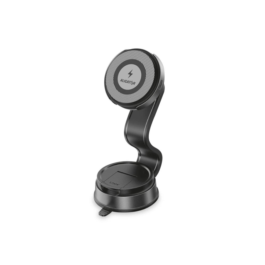 Aligator AMS07BK - Automobilski držač za telefon sa savitljivim ramenom, kompatibilan s MagSafe, crni