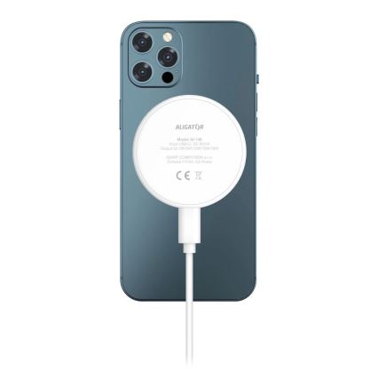 Aligator AMS08WT - Bežični MagSafe punjač 3 u 1, 15 W, bijeli