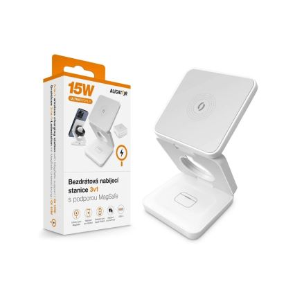 Aligator AMS09WT - Bežična stanica za punjenje MagSafe 3u1 15W, bijela