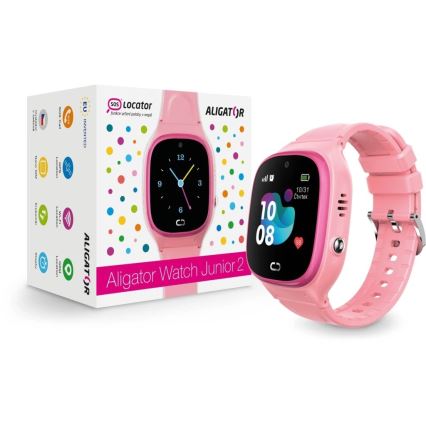 Aligator AW11PK - Pametni sat Watch Junior 2 450 mAh IP67 Wi‑Fi ružičasta