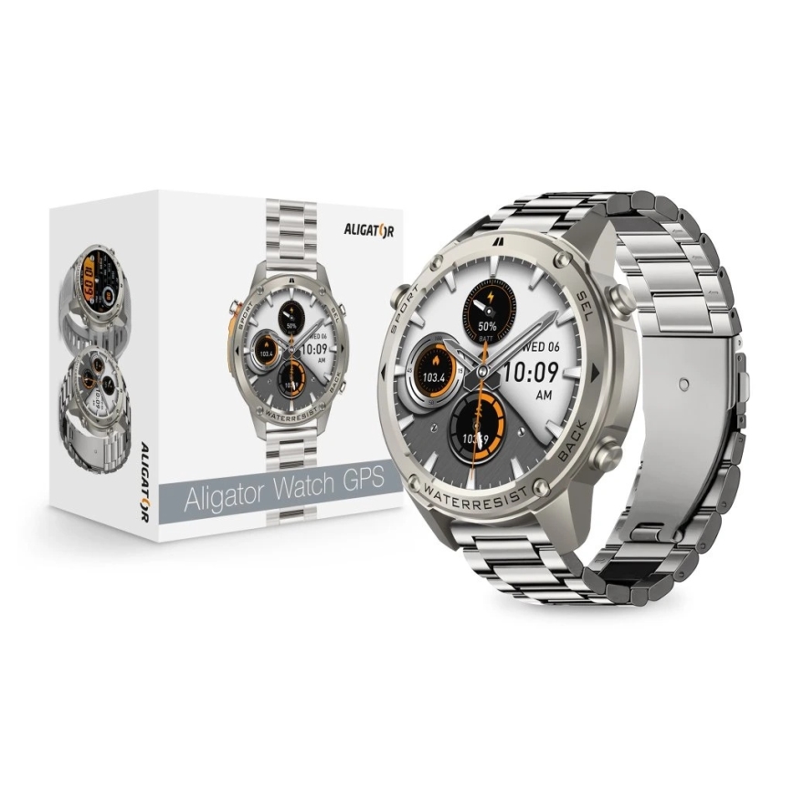 Aligator AW12SR - Pametni sat Watch GPS 500 mAh IP69K srebrni