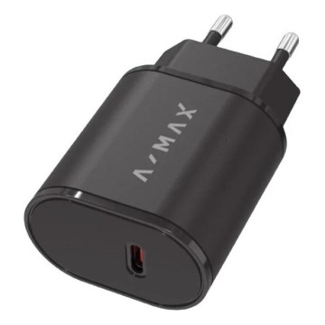 Aligator AX0002V - Adapter za brzo punjenje A-MAX Power Delivery (PD) 20 W USB-C, crni