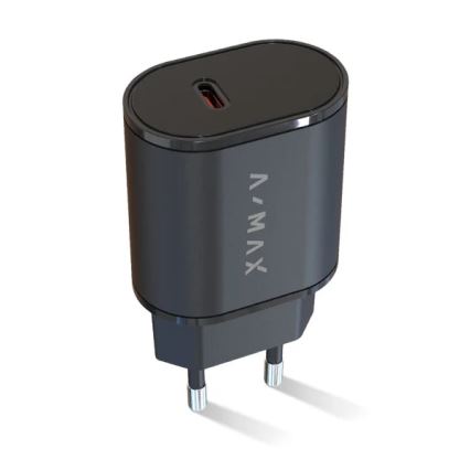 Aligator AX0002V - Adapter za brzo punjenje A-MAX Power Delivery (PD) 20 W USB-C, crni