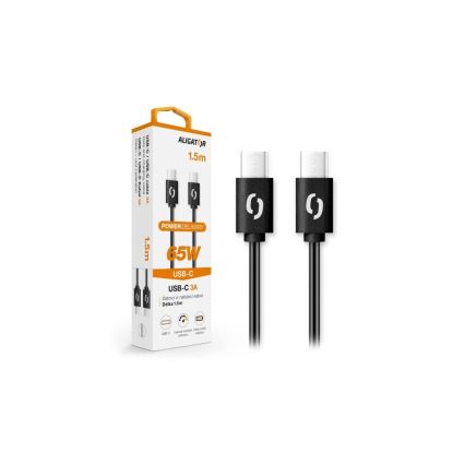 Aligator DATKP48 - USB kabel USB-C na USB-C, 65 W Power Delivery, 1,5 m, crna
