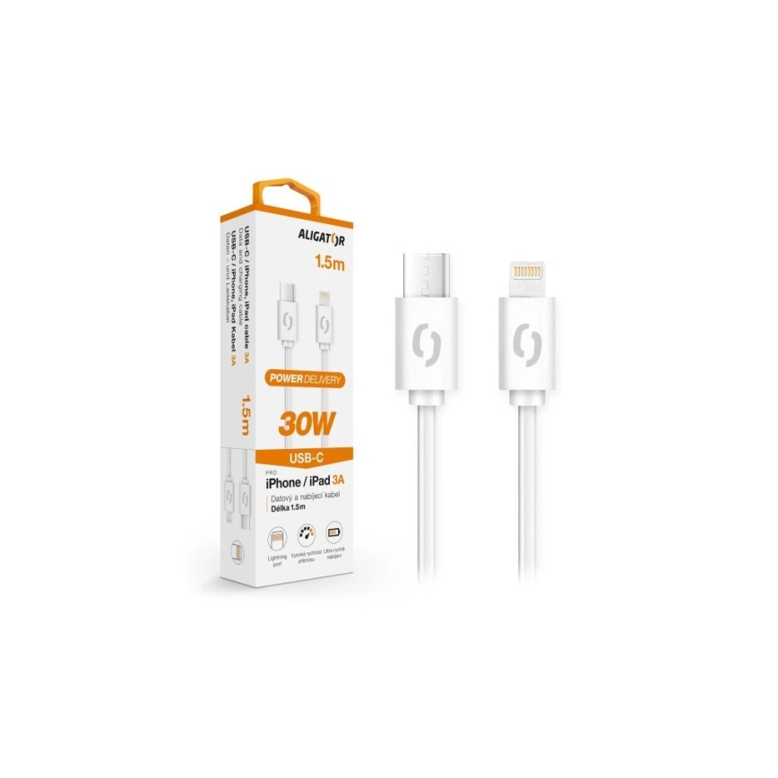 Aligator DATKP51 - USB kabel USB-C / Lightning, 30 W Power Delivery, 1,5 m, bijela