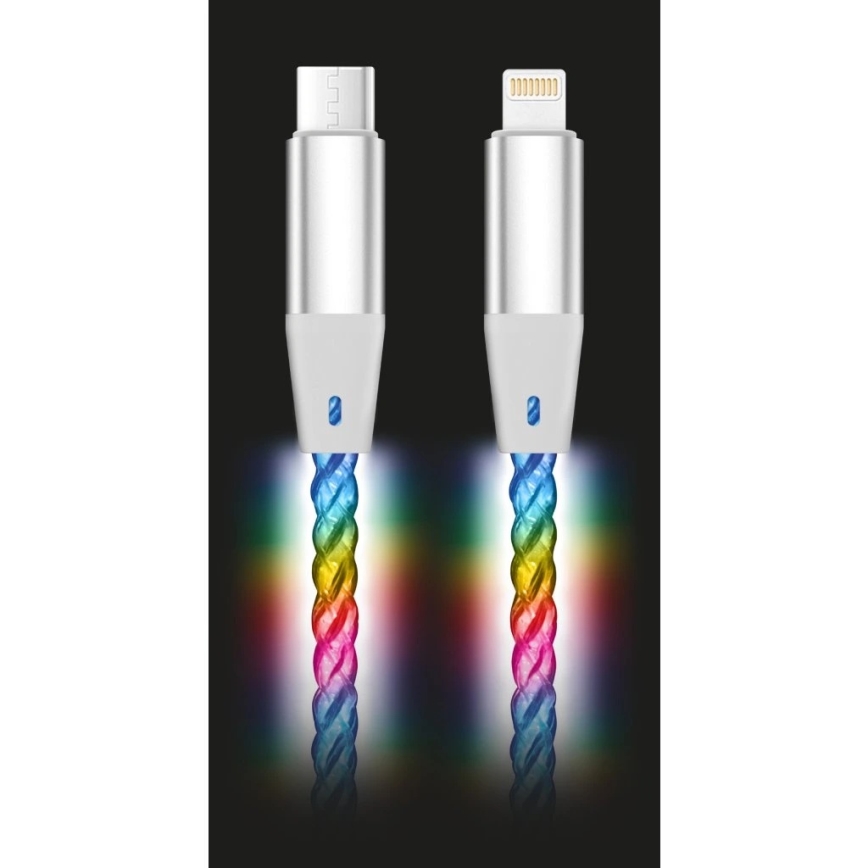 Aligator DATKP63 - USB kabel USB-C / Lightning s LED osvjetljenjem 30W Power Delivery 1,2m