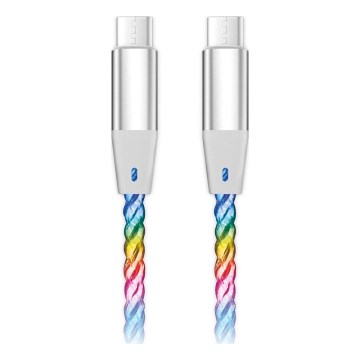 Aligator DATKP64 - USB kabel USB-C / USB-C s LED osvjetljenjem 65W Power Delivery 0,5m