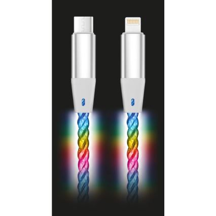Aligator DATKP65 - USB kabel USB-C / Lightning s LED osvjetljenjem 30W Power Delivery 0,5m