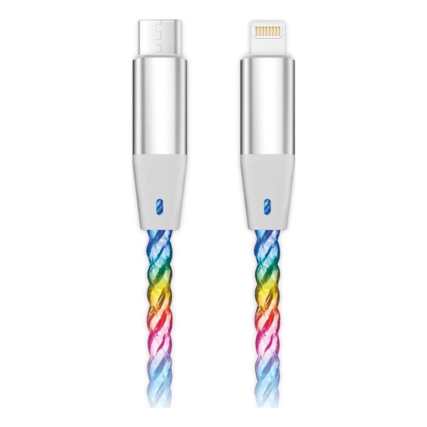 Aligator DATKP65 - USB kabel USB-C / Lightning s LED osvjetljenjem 30W Power Delivery 0,5m