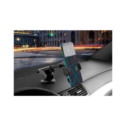 Aligator HAK2 - Automatski držač telefona za auto s Qi bežičnim punjenjem 15 W crna