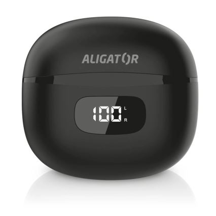 Aligator TWS08BK - Bežične slušalice s aktivnim poništavanjem buke (ANC), 200 mAh + 2×30 mAh, IP40, crne