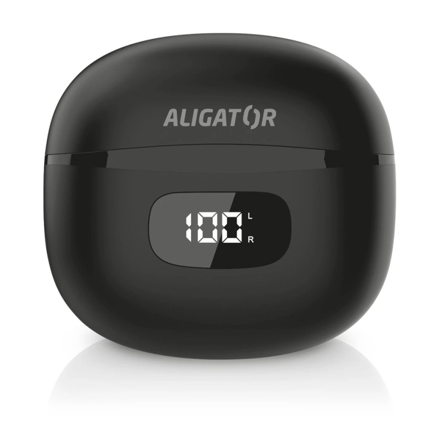 Aligator TWS08BK - Bežične slušalice s aktivnim poništavanjem buke (ANC), 200 mAh + 2×30 mAh, IP40, crne