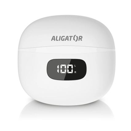 Aligator TWS08WT - Bežične slušalice s ANC, 200 mAh + 2x 30 mAh, IP40, bijela