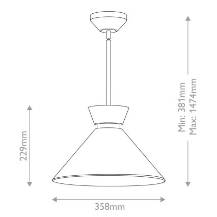 Alora Mood - Luster na štapu HALSTON 1xE27/60W/230V crna