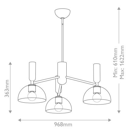 Alora Mood - Viseći luster JUDE 3xE27/60W/230V pr. 96,8 cm mesing