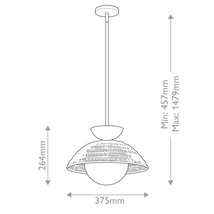 Alora Mood - Luster na štapu PERTH 1xE27/60W/230V Ø 37,5 cm crna