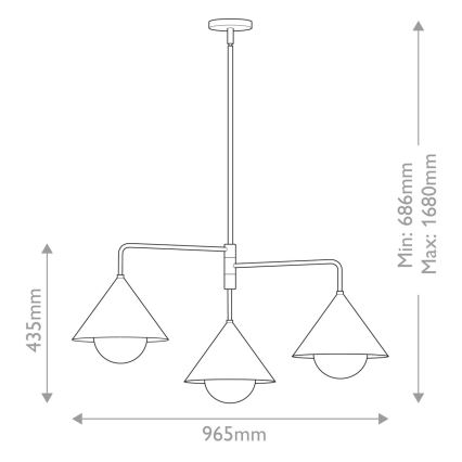 Alora Mood - Luster na šipci REMYCK 3xE27/60W/230V zlatna