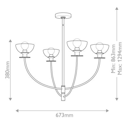 Alora Mood - Luster na štapu SYLVIA 4xE14/40W/230V crna