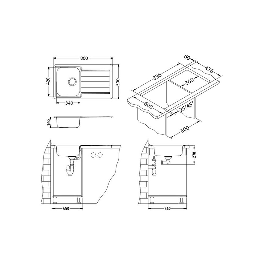 ALVEUS 1065560 - Kuhinjski sudoper LINE 86x50 cm nehrđajući čelik/satin
