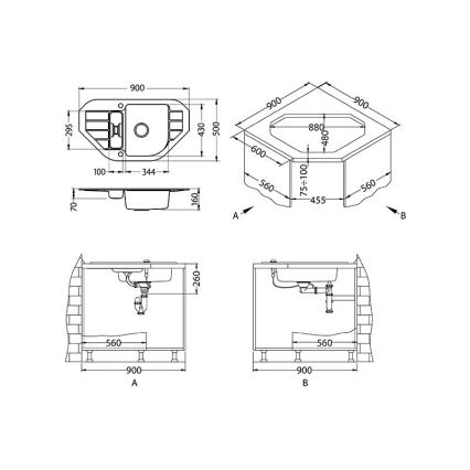 ALVEUS 1100889 - Kuhinjska sudopera NIAGARA 90x50 cm granit/bijela
