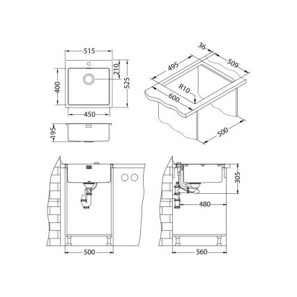 ALVEUS 1106867 - Kuhinjski sudoper PURE 52,5x51,5 cm monarch zlatna