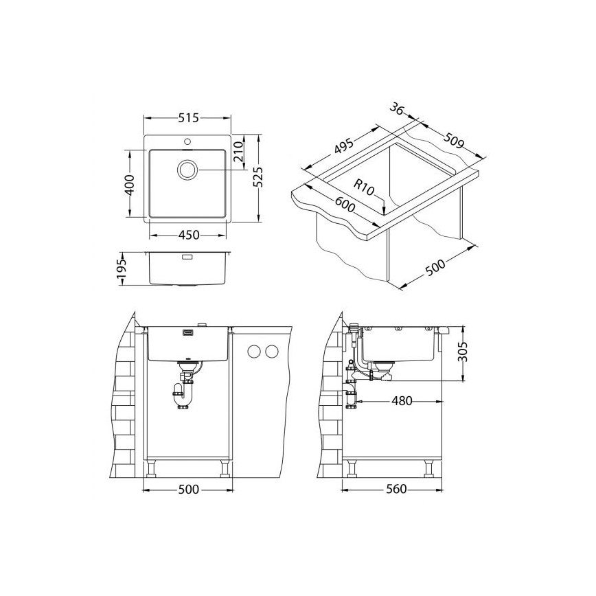 ALVEUS 1106867 - Kuhinjski sudoper PURE 52,5x51,5 cm monarch zlatna