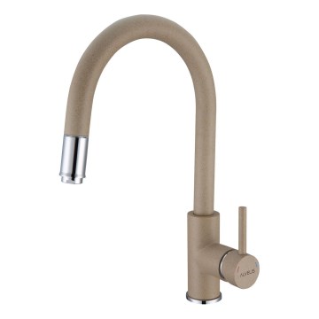 ALVEUS 1129020 - Kuhinjska slavina s raspršivačem na izvlačenje DELOS 38 cm granit/bež