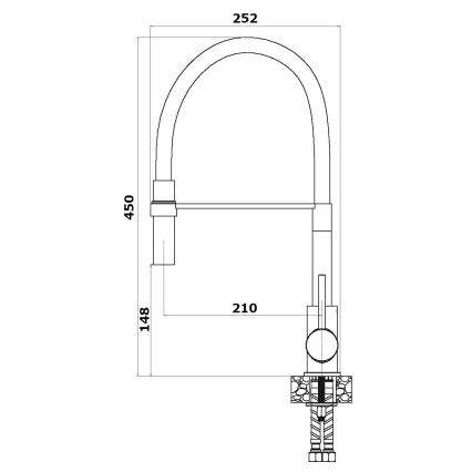 ALVEUS 1129024 - Slavina za sudoper s fleksibilnim vratom ELIA 45 cm sjajni krom/crna