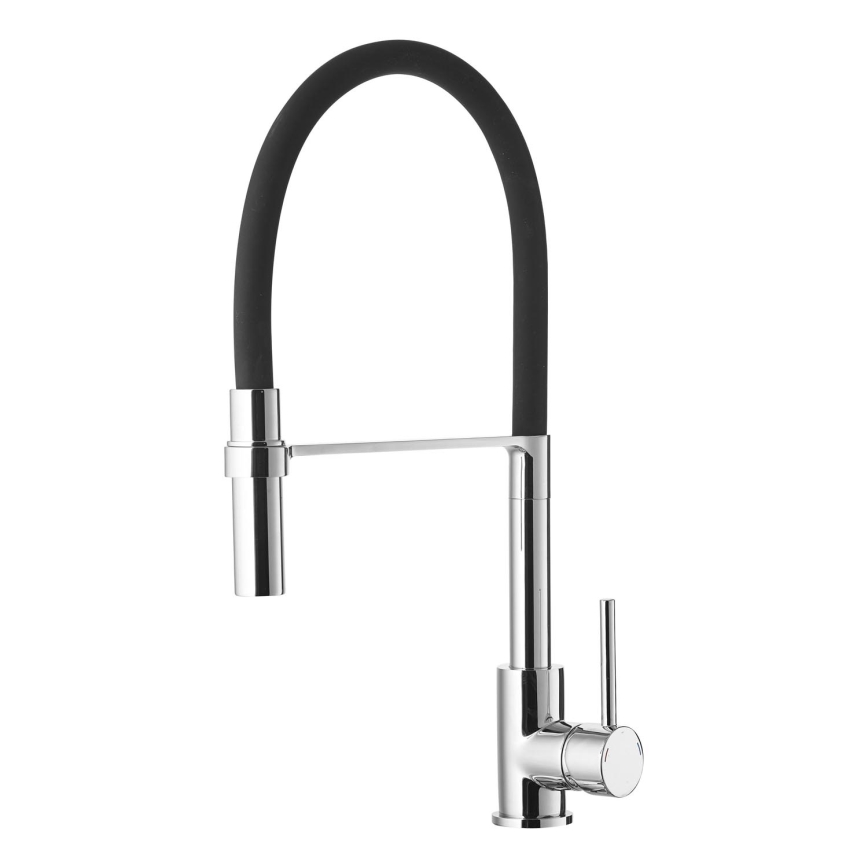 ALVEUS 1129024 - Slavina za sudoper s fleksibilnim vratom ELIA 45 cm sjajni krom/crna