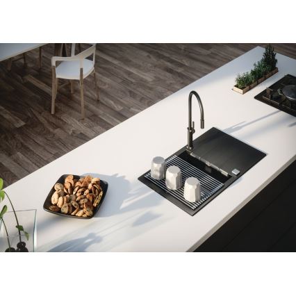 ALVEUS 1132179 - Slavina za sudoper s izvlačivom tuš slavinom NERINA 46,8 cm crna