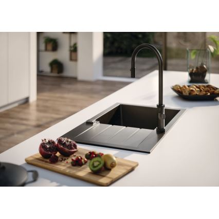 ALVEUS 1132179 - Slavina za sudoper s izvlačivom tuš slavinom NERINA 46,8 cm crna