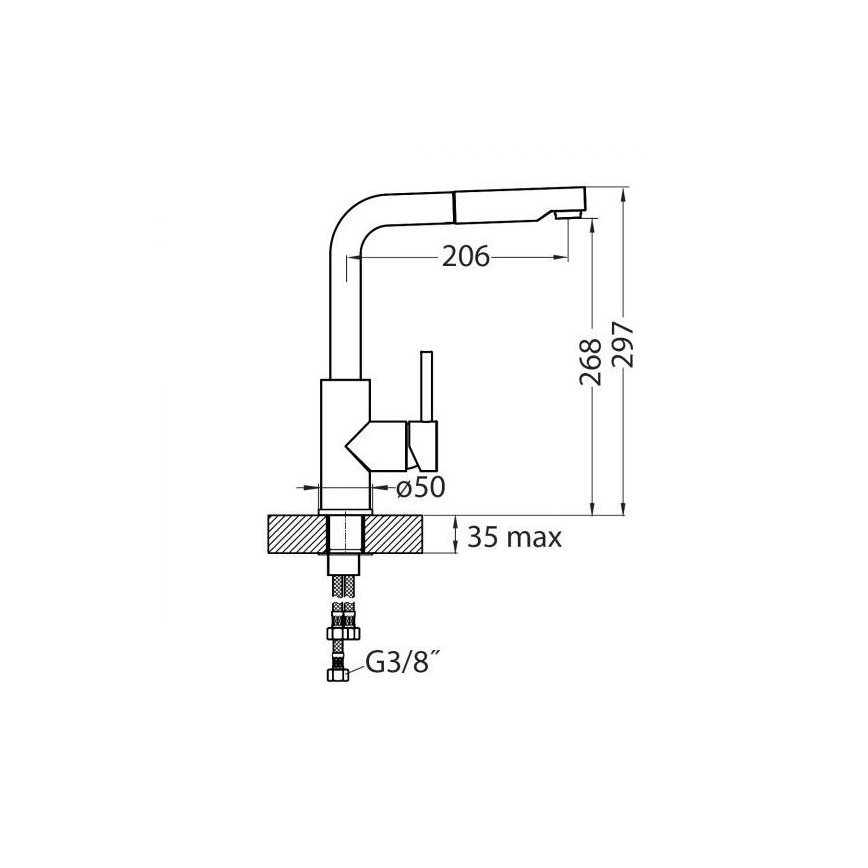 ALVEUS 1135365 - Slavina za sudoper s izvlačivom tuš slavinom SARA 29,7 cm sjajni krom
