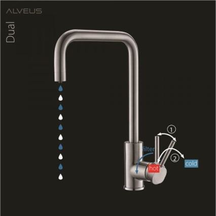 ALVEUS 1139812 - Slavina za sudoper DUAL 37 cm granit/crna