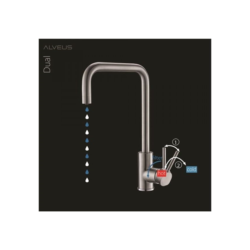 ALVEUS 1139812 - Slavina za sudoper DUAL 37 cm granit/crna