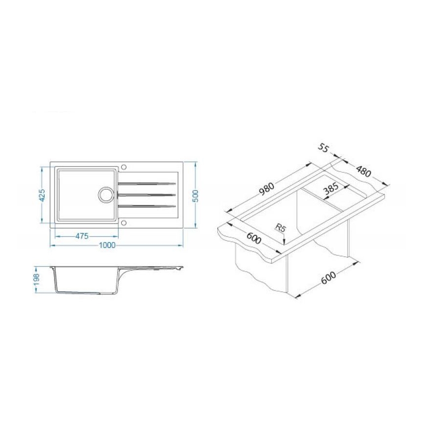 ALVEUS 1140597 - Kuhinjski sudoper CADIT 100x50 cm granit/bež
