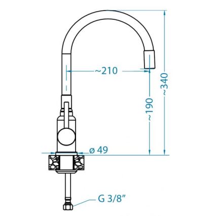 ALVEUS 1144428 - Slavina za sudoper s fleksibilnim vratom MINTAS 34 cm sjajni krom/bež