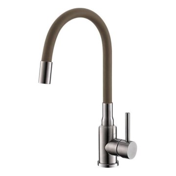 ALVEUS 1144428 - Slavina za sudoper s fleksibilnim izljevom MINTAS 34 cm sjajni krom/bež