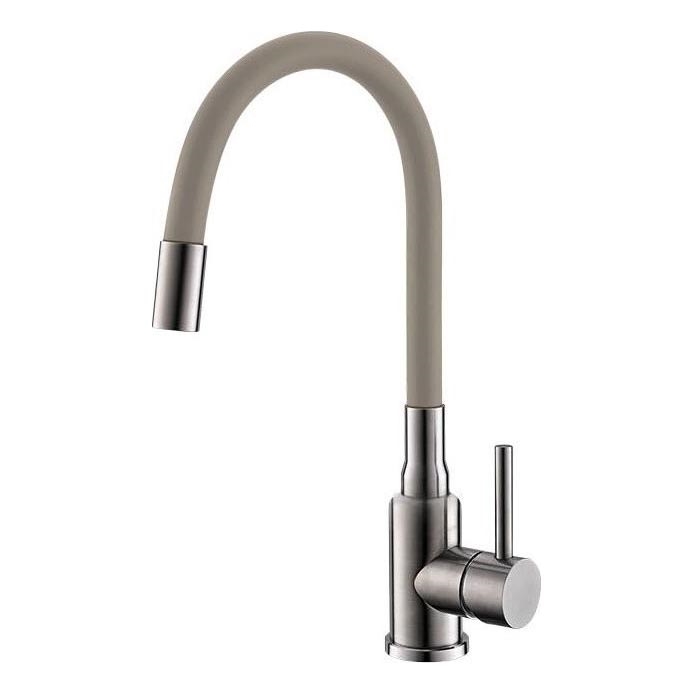 ALVEUS 1144429 - Slavina za sudoper s fleksibilnim izljevom MINTAS 34 cm četkani čelik/bež