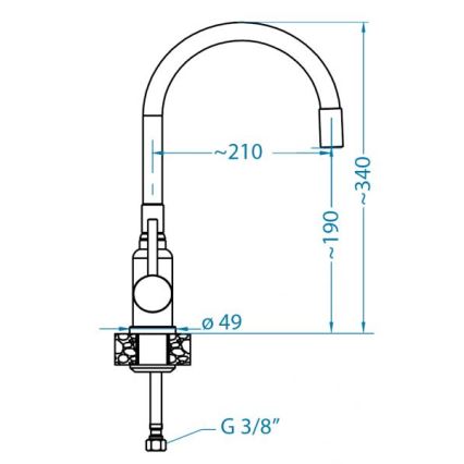 ALVEUS 1144432 - Slavina za sudoper s fleksibilnim izljevom MINTAS 34 cm četkani čelik/crna