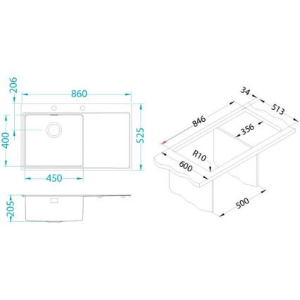 ALVEUS 1149518 - Kuhinjski sudoper PURE 86x52,5 cm nehrđajući čelik