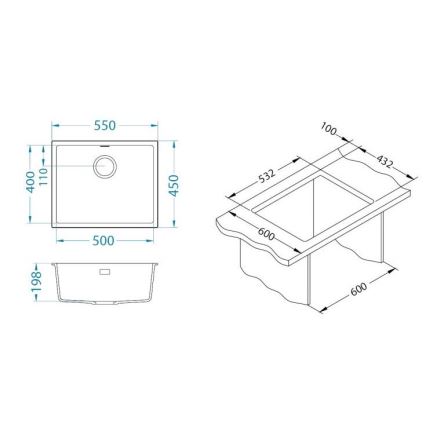 ALVEUS 1150057 - Kuhinjska sudopera OMNI 55x45 cm granit/crna