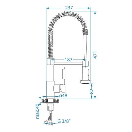 ALVEUS 1150886 - Slavina za sudoper s fleksibilnim vratom i tušem URBAN 47,1 cm satin