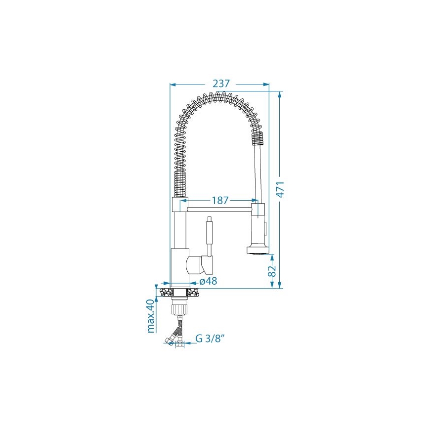 ALVEUS 1150886 - Slavina za sudoper s fleksibilnim vratom i tušem URBAN 47,1 cm satin