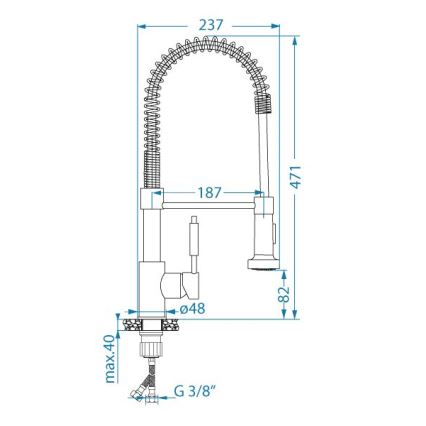 ALVEUS 1150887 - Slavina za sudoper s fleksibilnim izljevom s tušem URBAN 47,1 cm crna