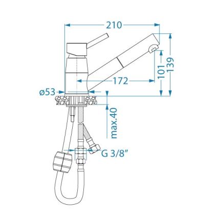 ALVEUS 1150888 - Kuhinjska slavina s raspršivačem na izvlačenje NANO 13,9 cm sjajni krom