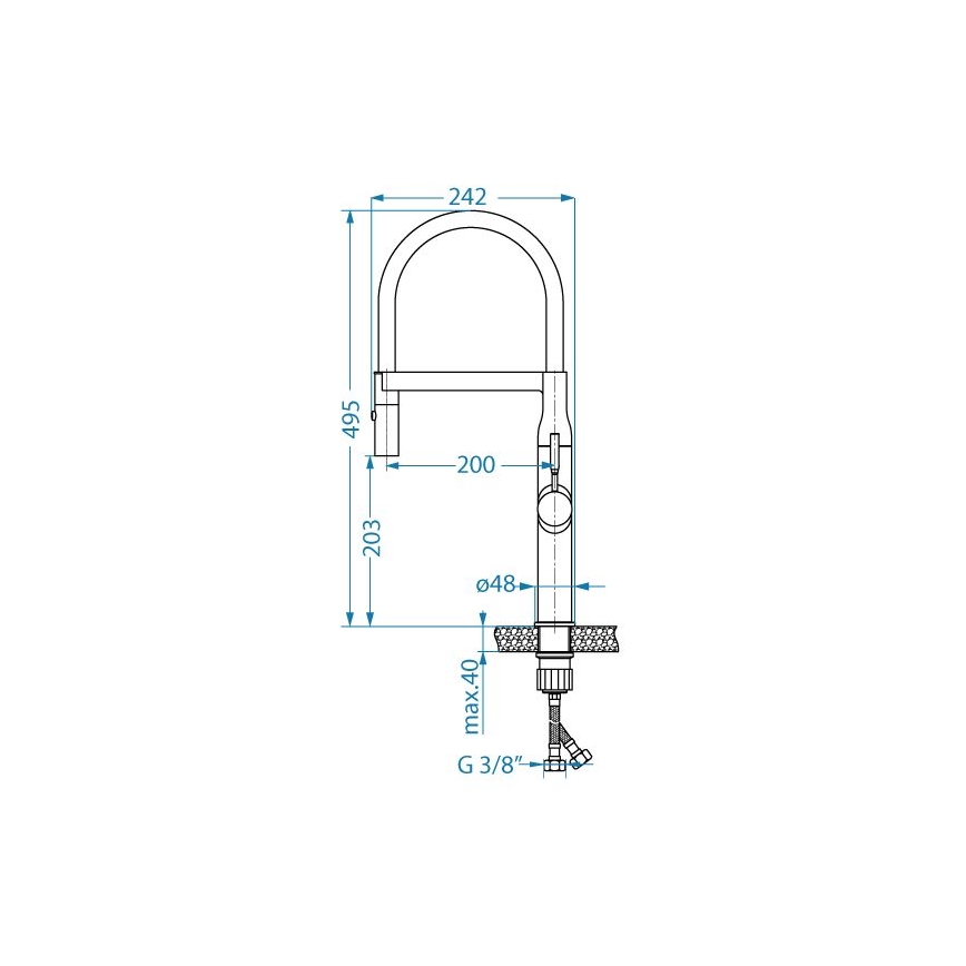 ALVEUS 1150892 - Slavina za sudoper s fleksibilnim izljevom s tušem MIRAGE 49,5 cm saten