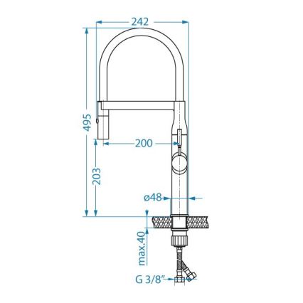 ALVEUS 1150893 - Slavina za sudoper s fleksibilnim izljevom s tušem MIRAGE 49,5 cm crna