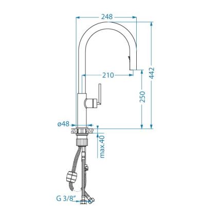 ALVEUS 1150895 - Slavina za sudoper s izvlačivim tušem ORION 44,2 cm crna