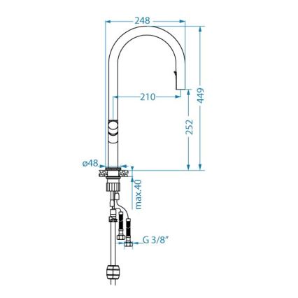 ALVEUS 1150908 - Kuhinjska slavina s raspršivačem na izvlačenje SWAN 44,9 cm crna